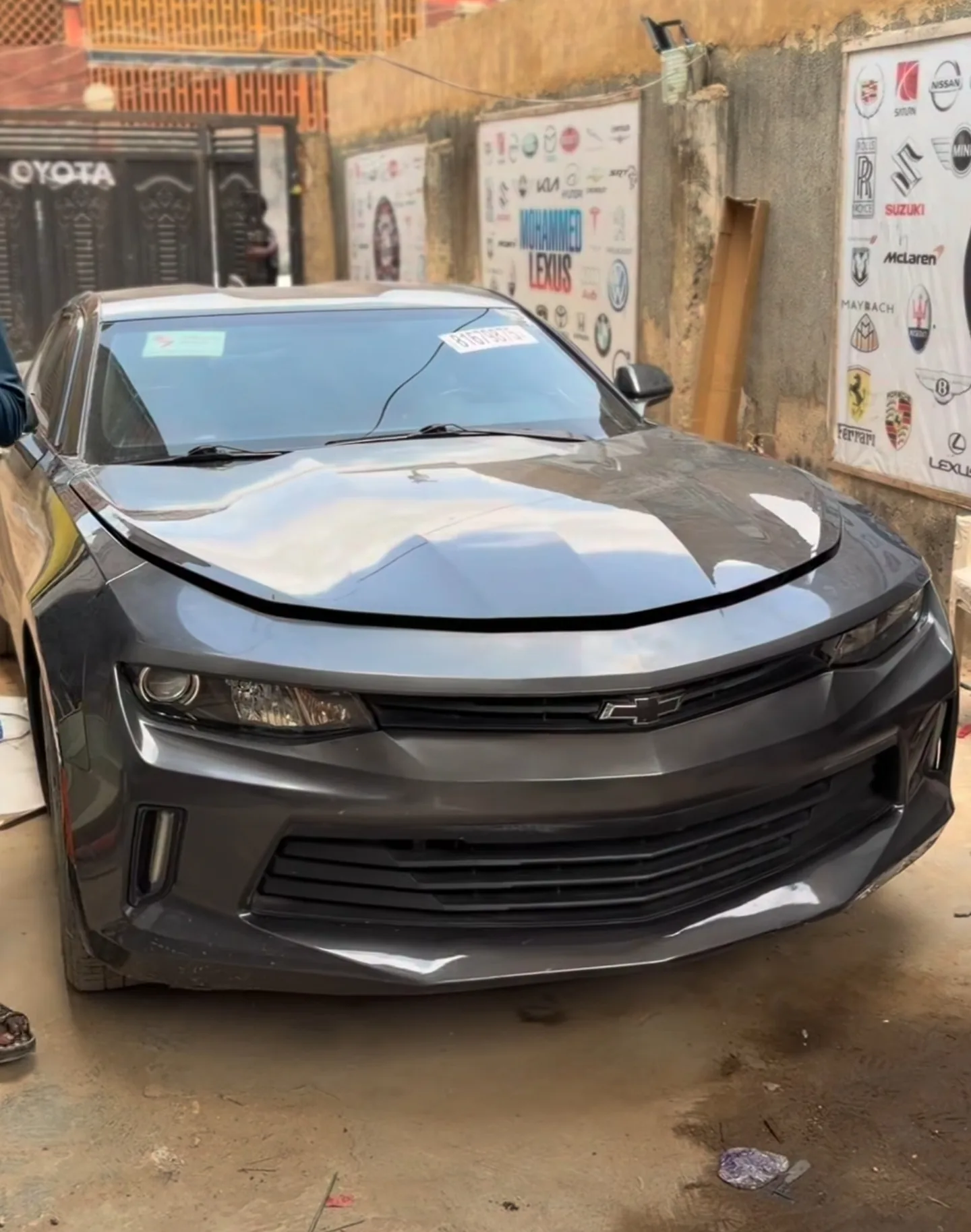 Chevrolet Camaro original graphite grey before wrap front view Mohammed Lexus workshop