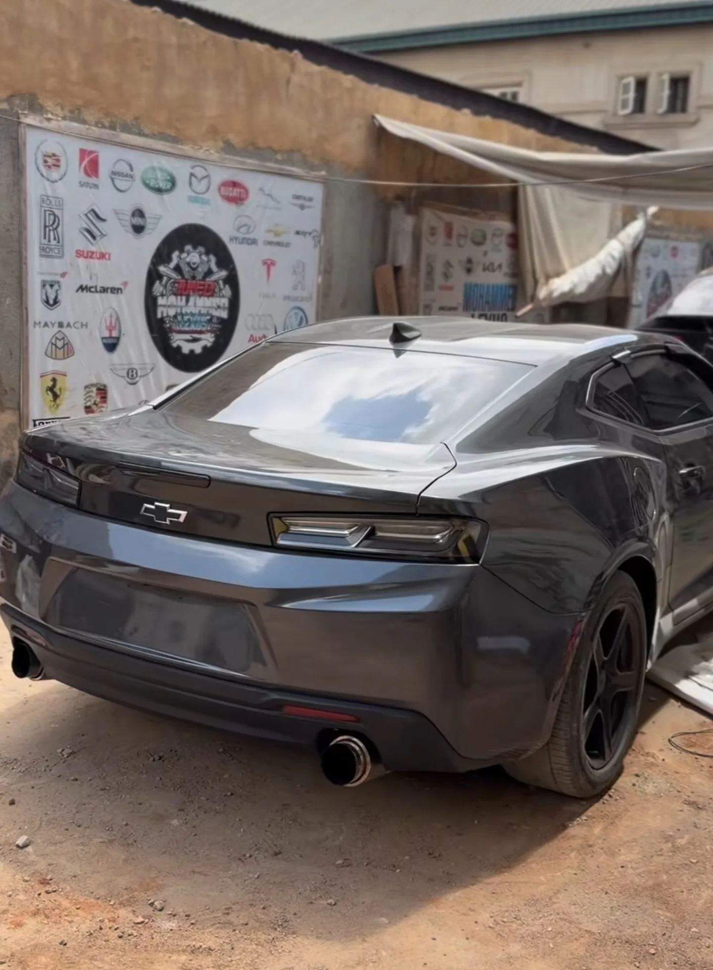 Chevrolet Camaro original grey rear view before wrap Mohammed Lexus Lagos