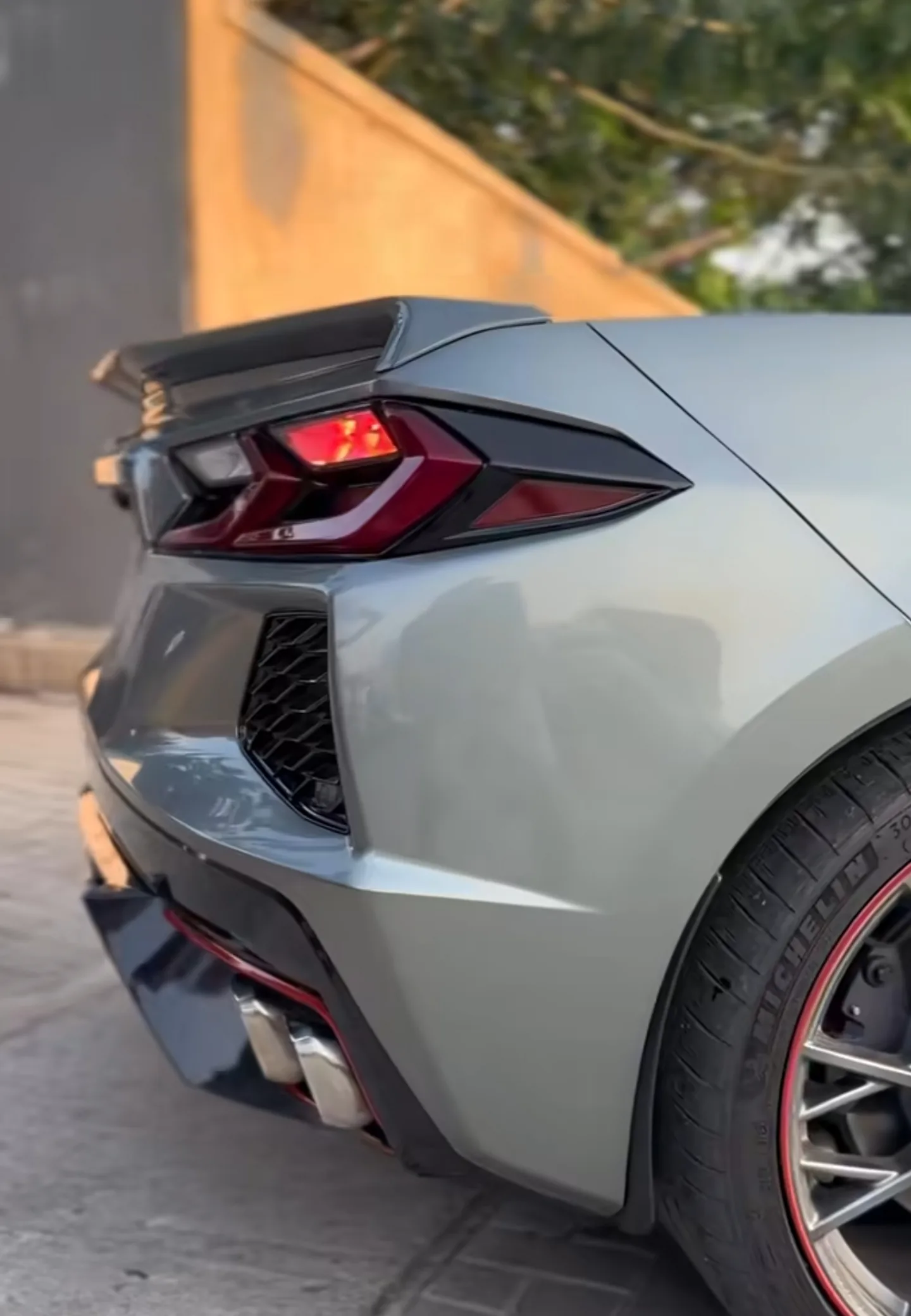 Chevrolet Corvette C8 PPF complete rear taillights exhaust Michelin detail