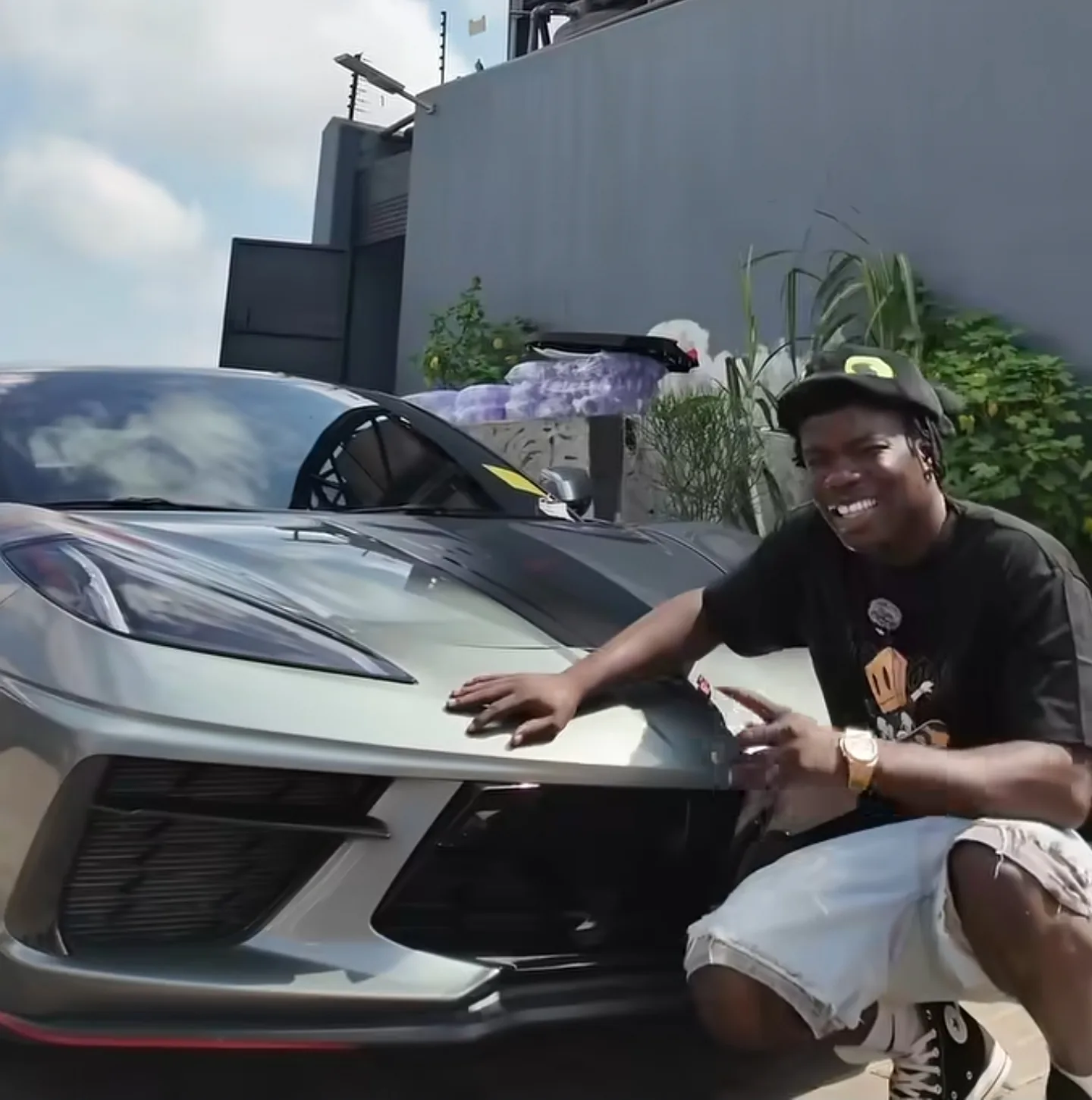 Mohammed Lexus with Corvette C8 after full PPF job completed Lagos street
