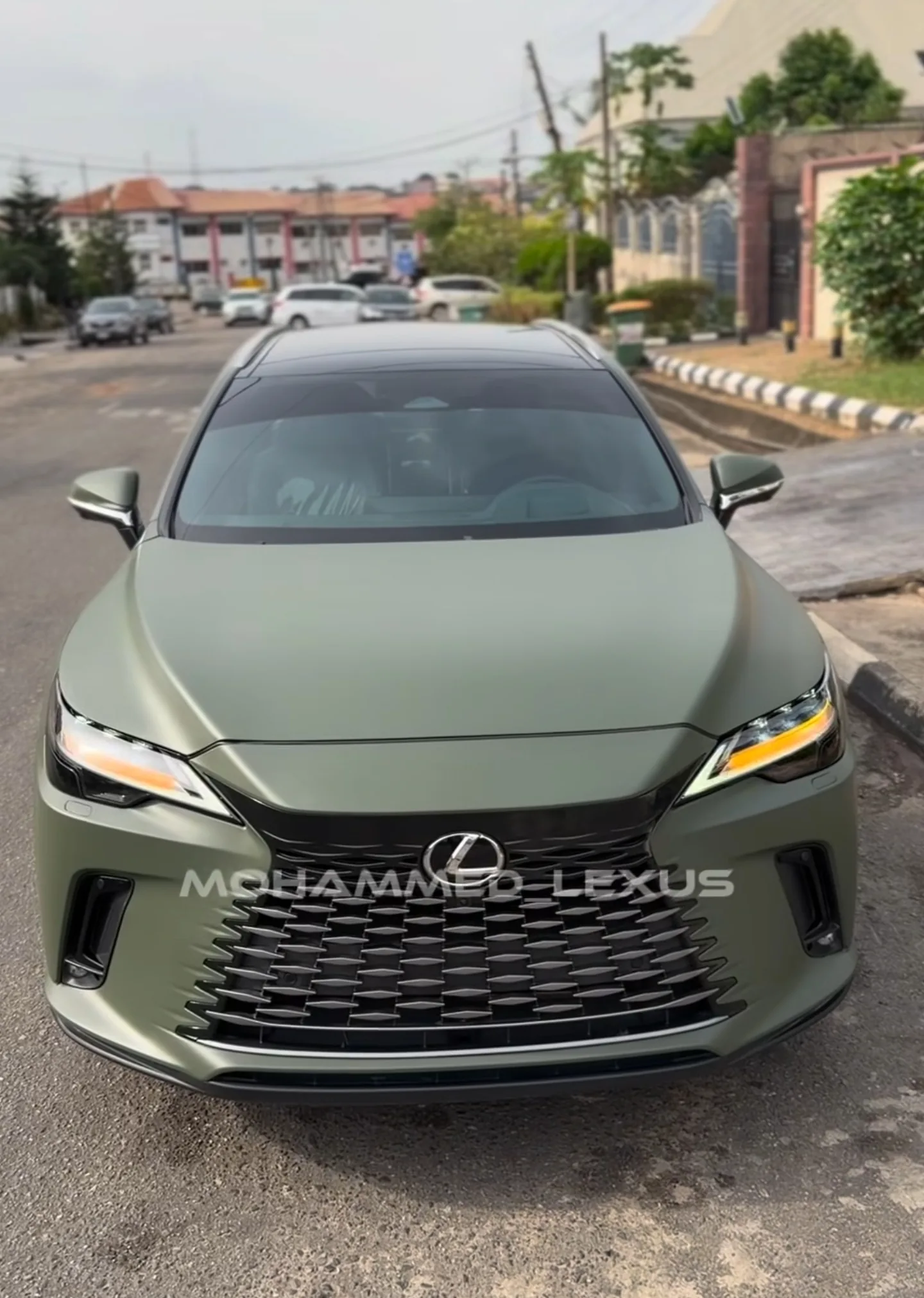 2026 Lexus RX350 matte military green wrap front view complete transformation Lagos