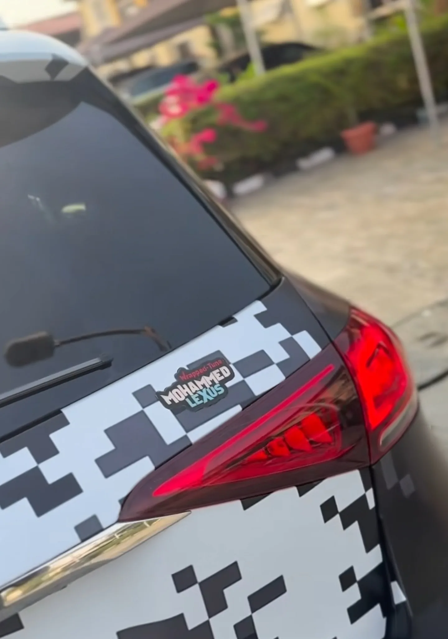Mercedes GLE custom digital camo rear quarter panel Mohammed Lexus branding custom wrap