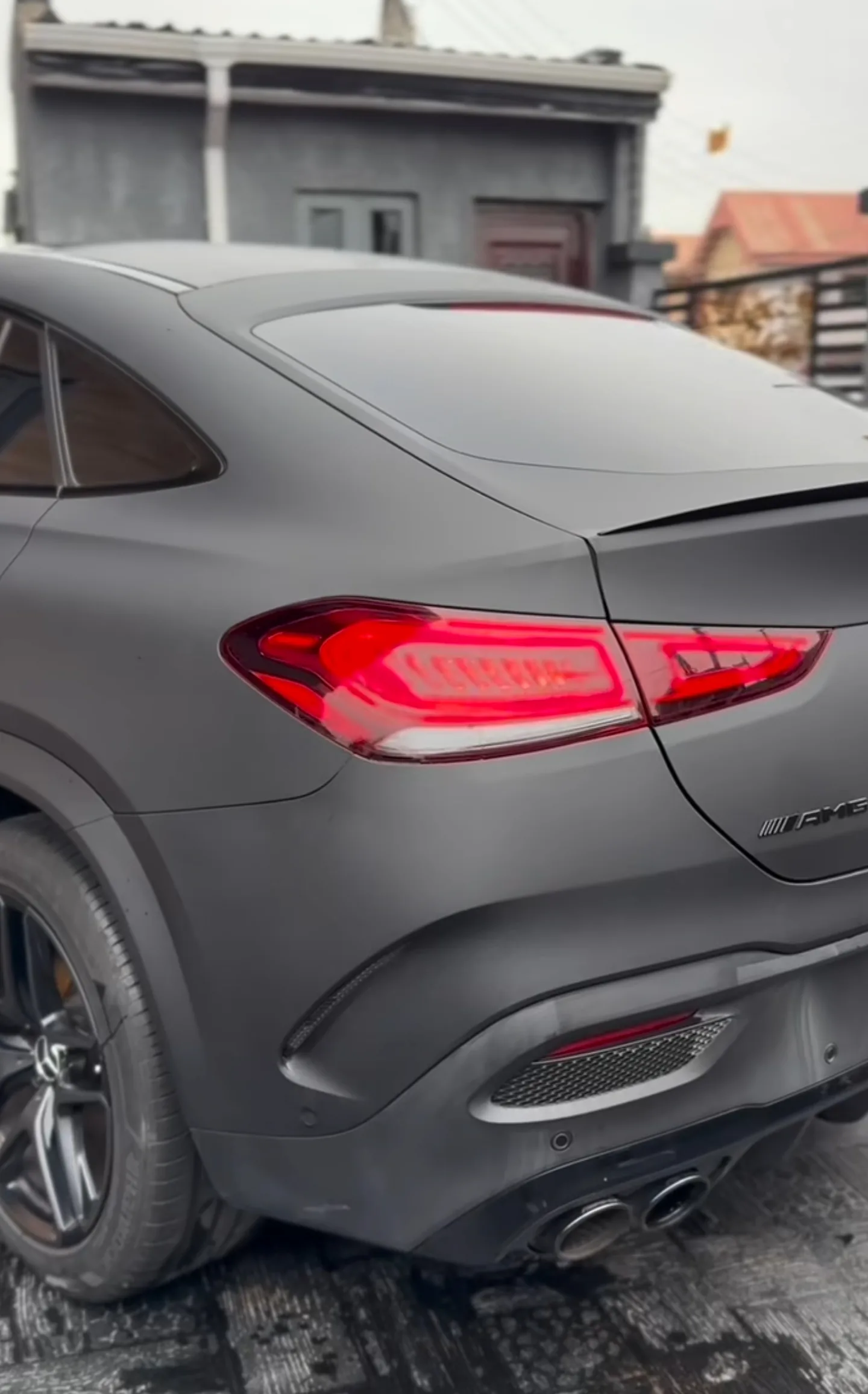 Mercedes GLE 53 AMG rear quarter matte black wrap complete Lagos